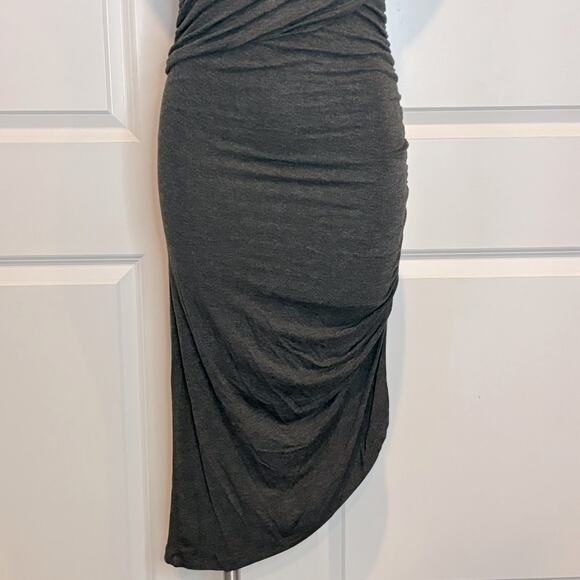 Anthro Moulinette Soeurs Arden Gray Sleeveless Wrap Asymmetric Ruched Dress S - Picture 4 of 8